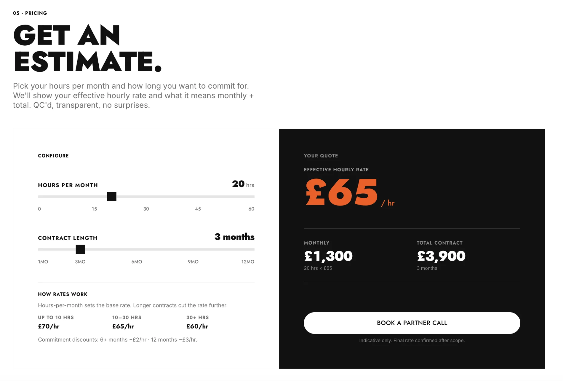 New pricing estimator