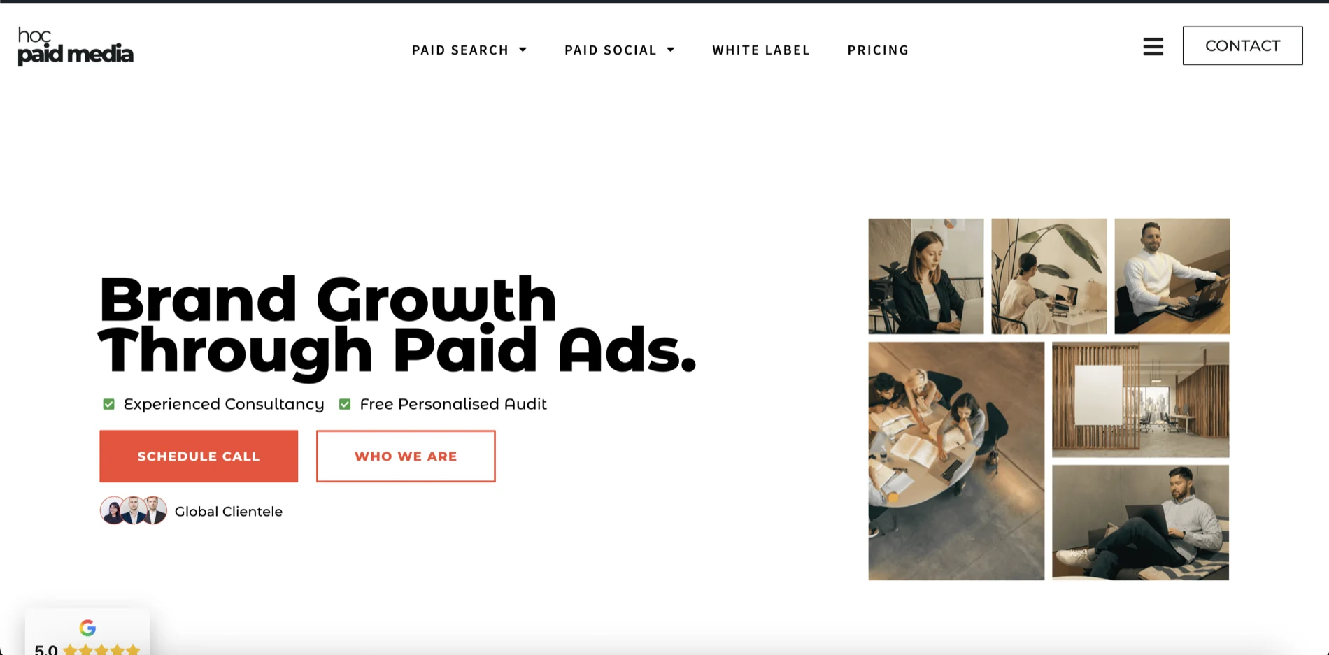 Hoc homepage, before