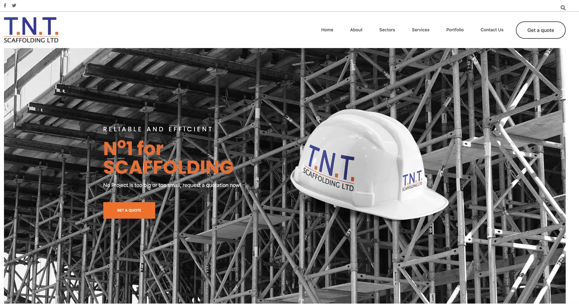 TNT Scaffolding homepage, before