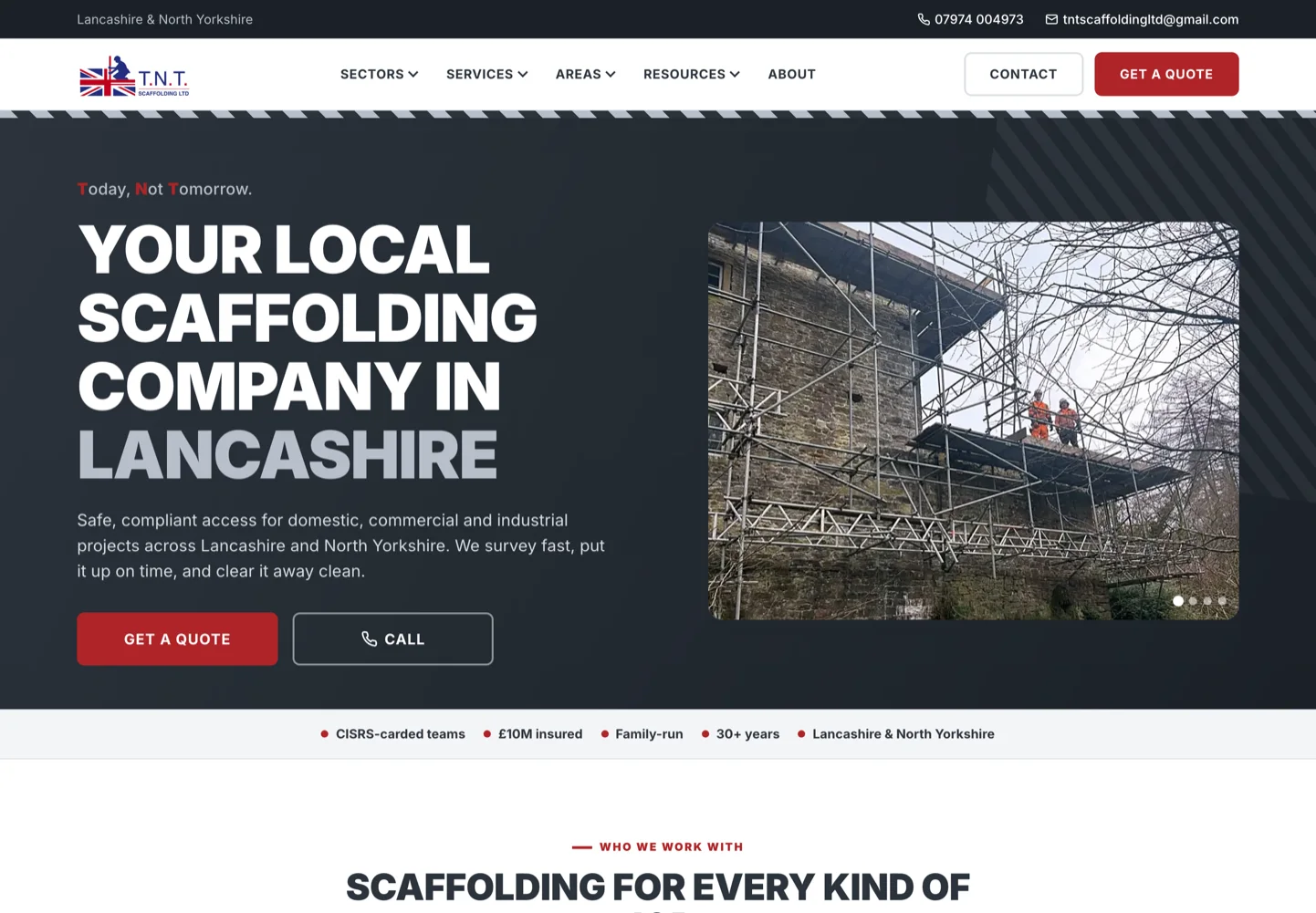 TNT Scaffolding — new site hero