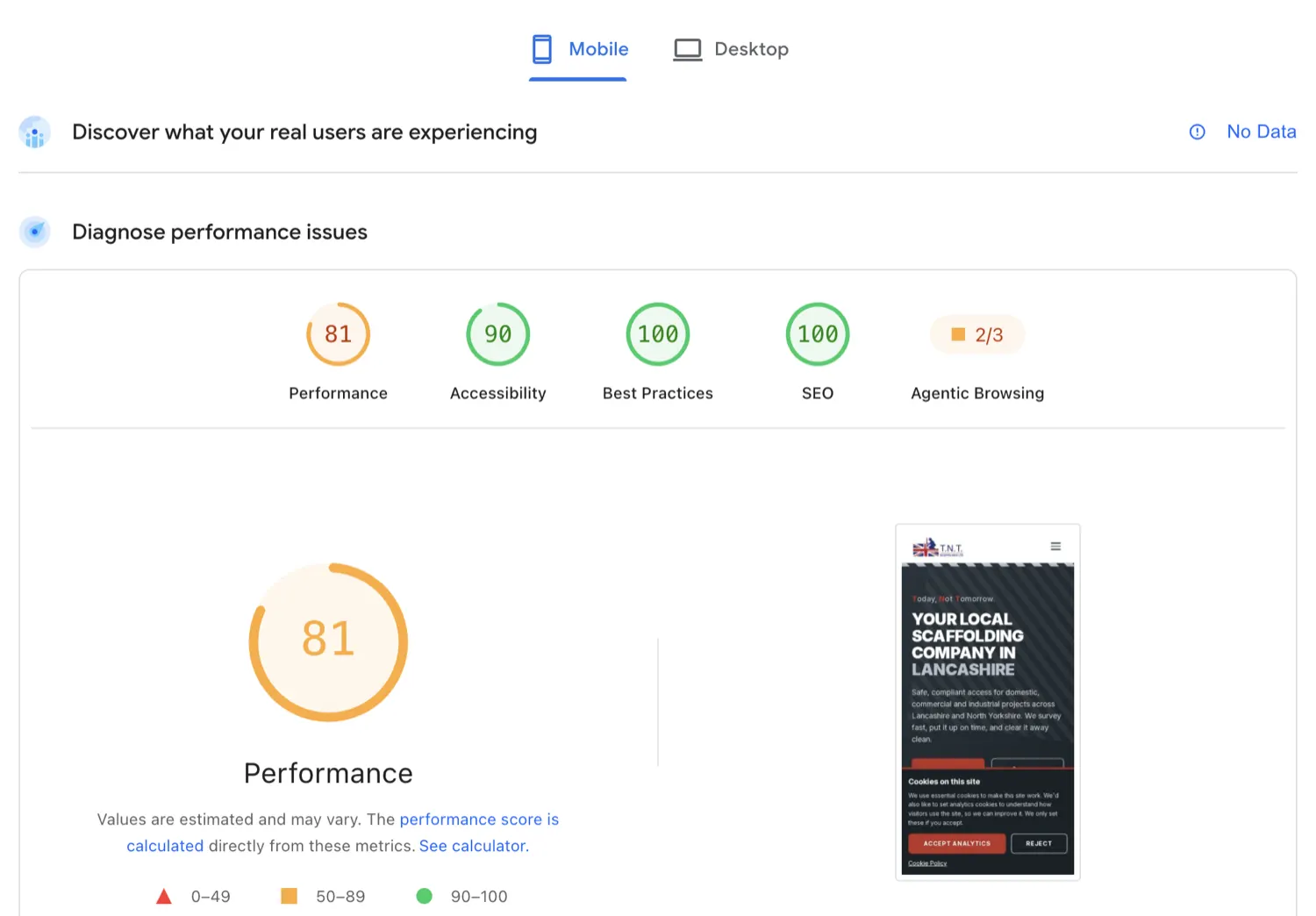 Mobile PageSpeed after